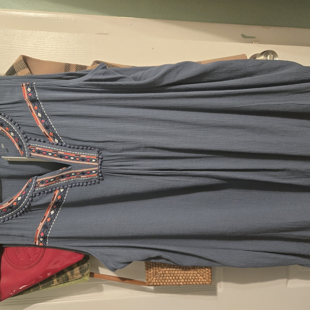 Blue Embroidered Tunic Top